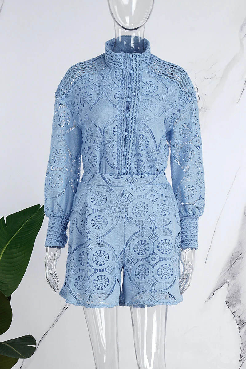 Casual Solid Buckle Mandarin Collar Long Sleeve Two Pieces(3 Colors) - Deanwangkt