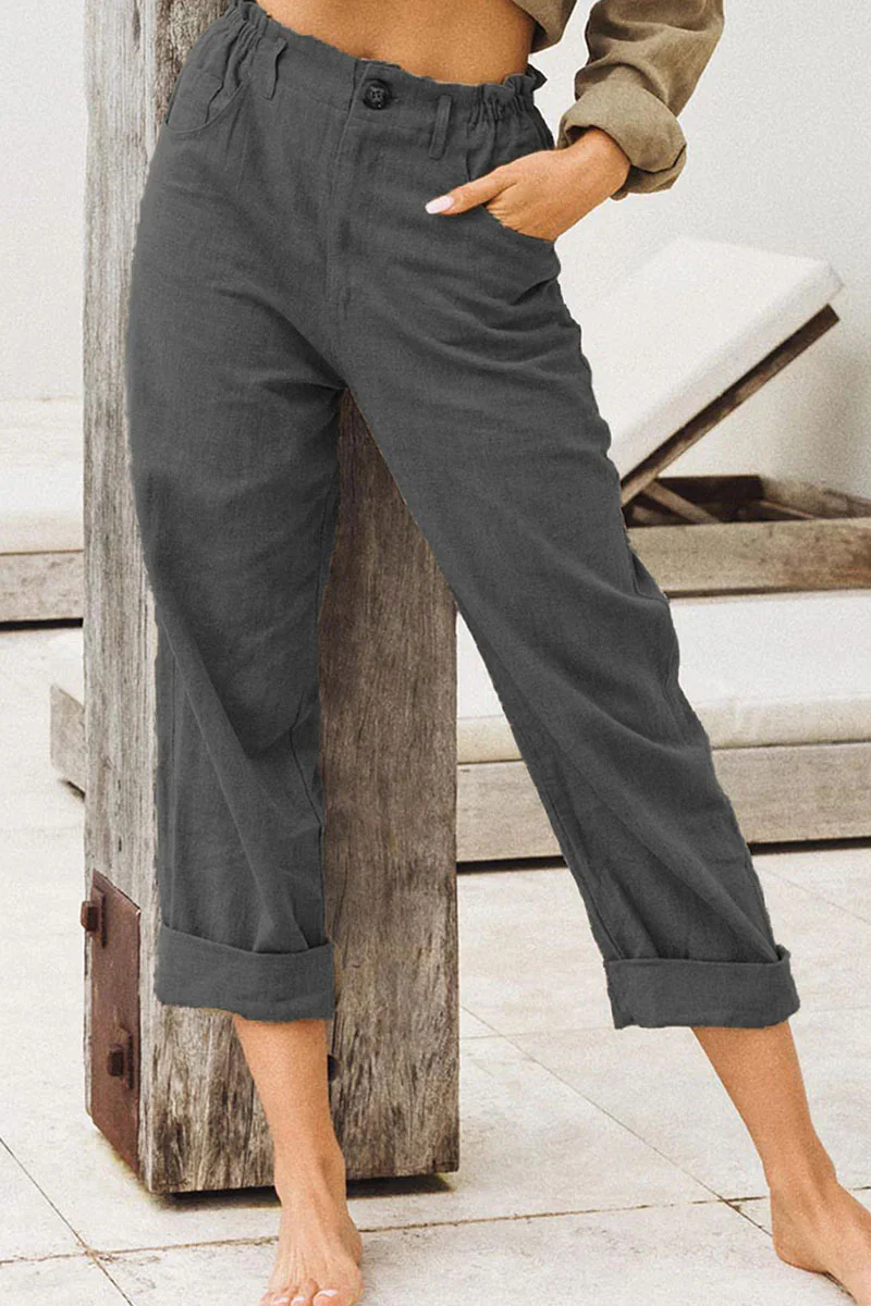 Fashion Casual Solid Patchwork Straight High Waist Bottoms(4 Colors) - Deanwangkt