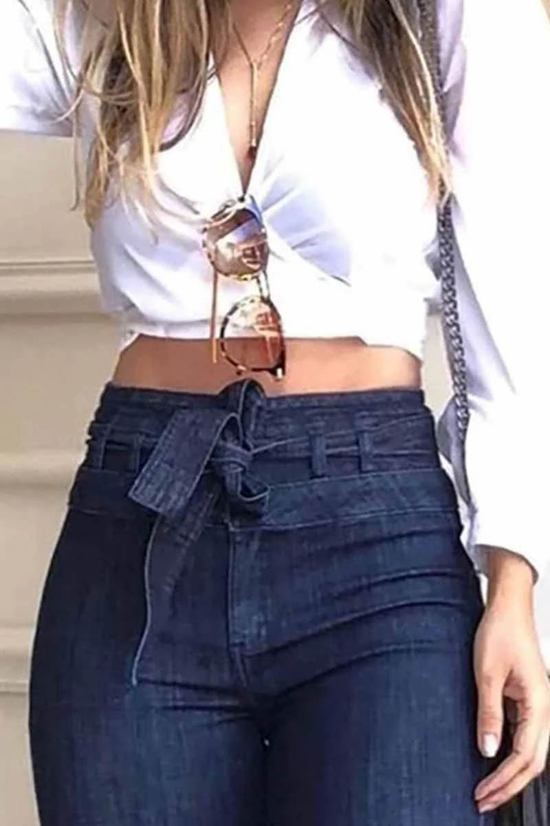 Florcoo Denim High Waist Bell-Bottom Jeans - Deanwangkt