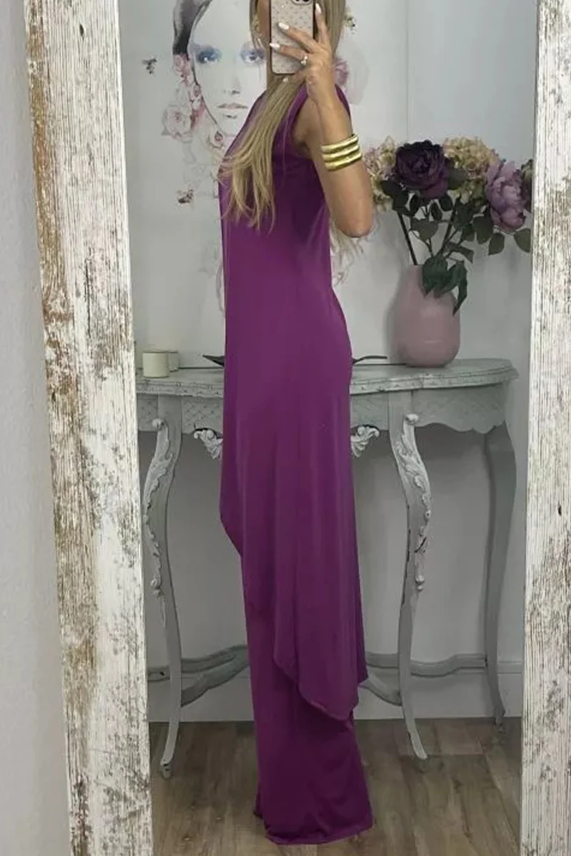 Casual Solid Asymmetrical O Neck Sleeveless Two Pieces(7 Colors) - Deanwangkt