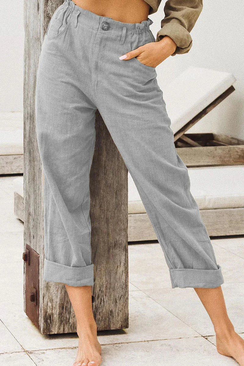 Fashion Casual Solid Patchwork Straight High Waist Bottoms(4 Colors) - Deanwangkt