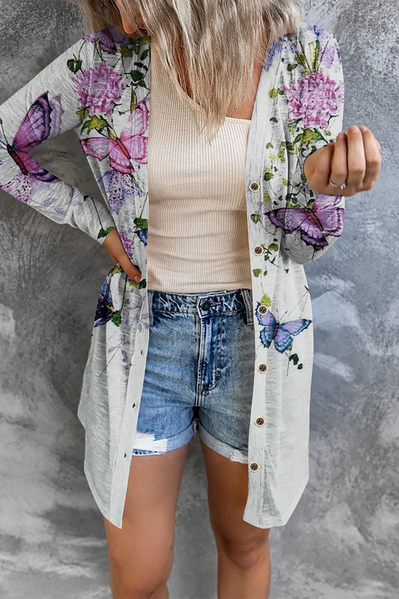 Street Print Patchwork Cardigan Collar Outerwear(8 Colors) - Deanwangkt