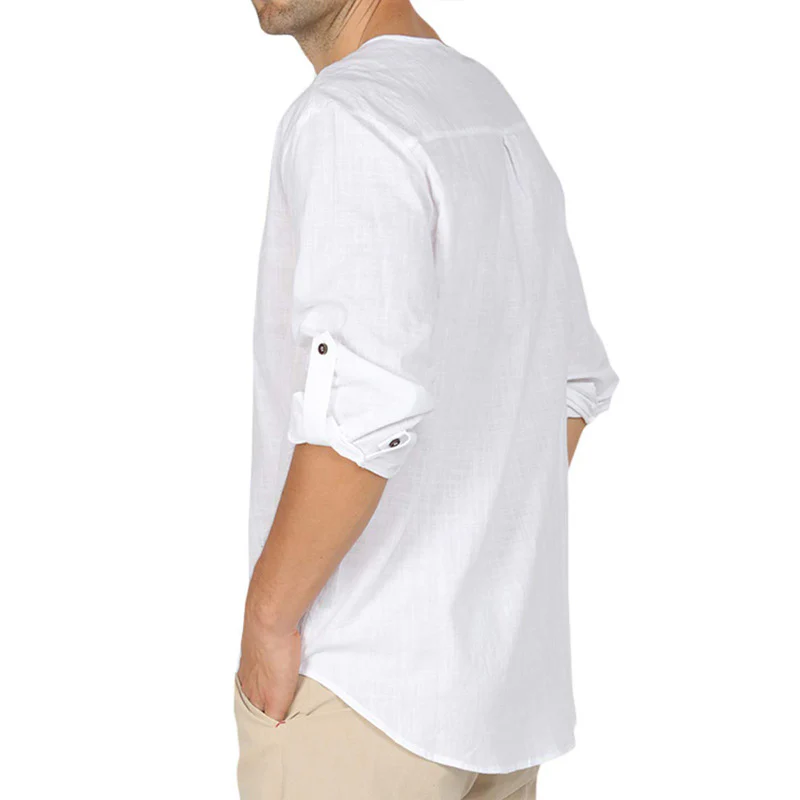 DEANWANGKT 2025 Popular trade new  men's cotton and linen shirts  popular casual linen long-sleeved shirts men's autumn and winter - Deanwangkt