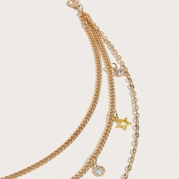 3671 New waistchain cute little star zircon pendant wave pendulum waist chain fashion waist chain waist jewelry - Deanwangkt