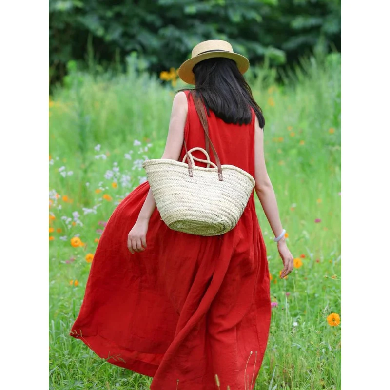 Temperament red sleeveless vest dress women's  spring new unique super good-looking loose long dress children - Deanwangkt