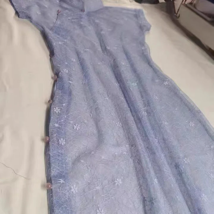 2025 Dress  Gentle Retro Lace Thin Modified Cheongsam Girl Young - Deanwangkt