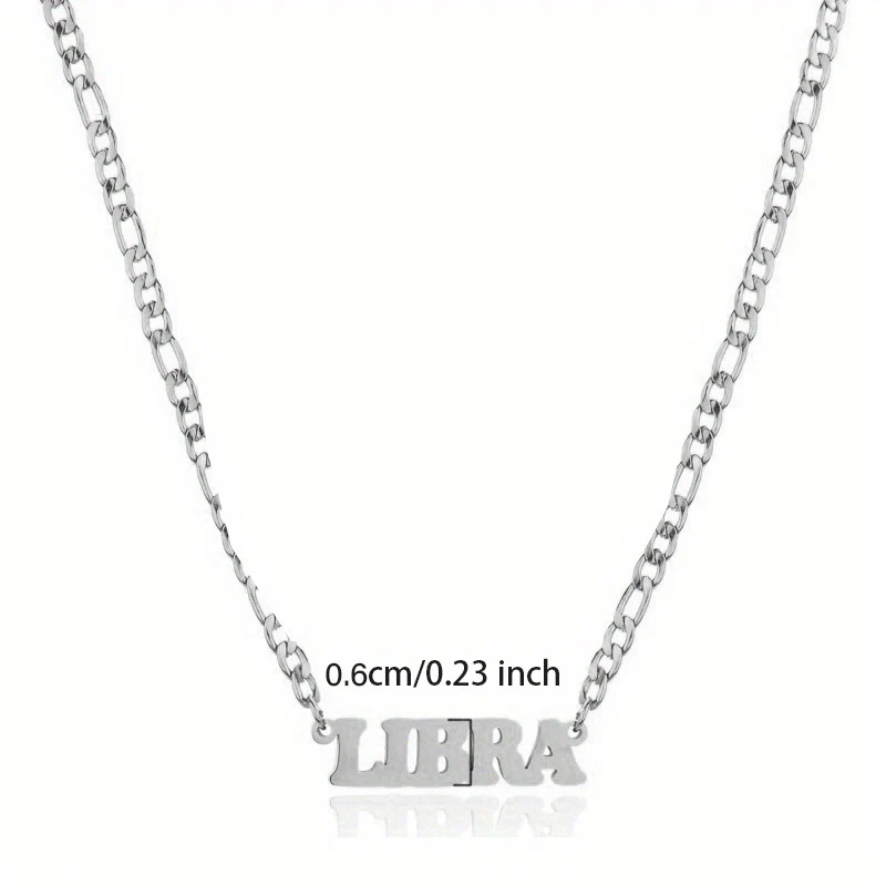 1pc Exquisite Stainless Steel Twelve Letter Pendant Necklace - Durable, Hypoallergenic, and Fashionable Jewelry Gift for Birthday and Special Occasions - Deanwangkt