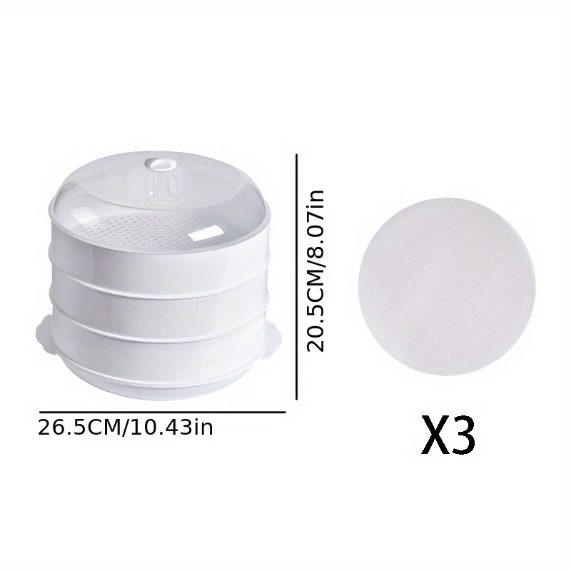 1 Set BPA-Free Multi-layer Microwave Steamer - Fast Heating, Splash-Proof, Steamed Rice Ready - Stackable Design for Mantou, Buns, Dumplings, Healthy Cooking & Easy Clean - Deanwangkt