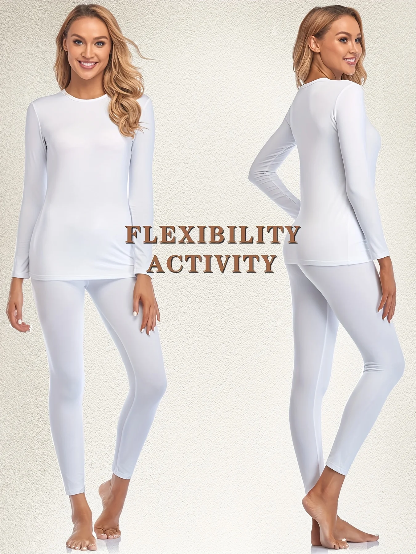 Cozy Seamless Thermal Underwear Set - Ultra-Soft Long Sleeve Design, Classic Crew Neck Tops & Cozy Pants for Women - Perfect Loungewear & Everyday Underwear Essentials - Deanwangkt