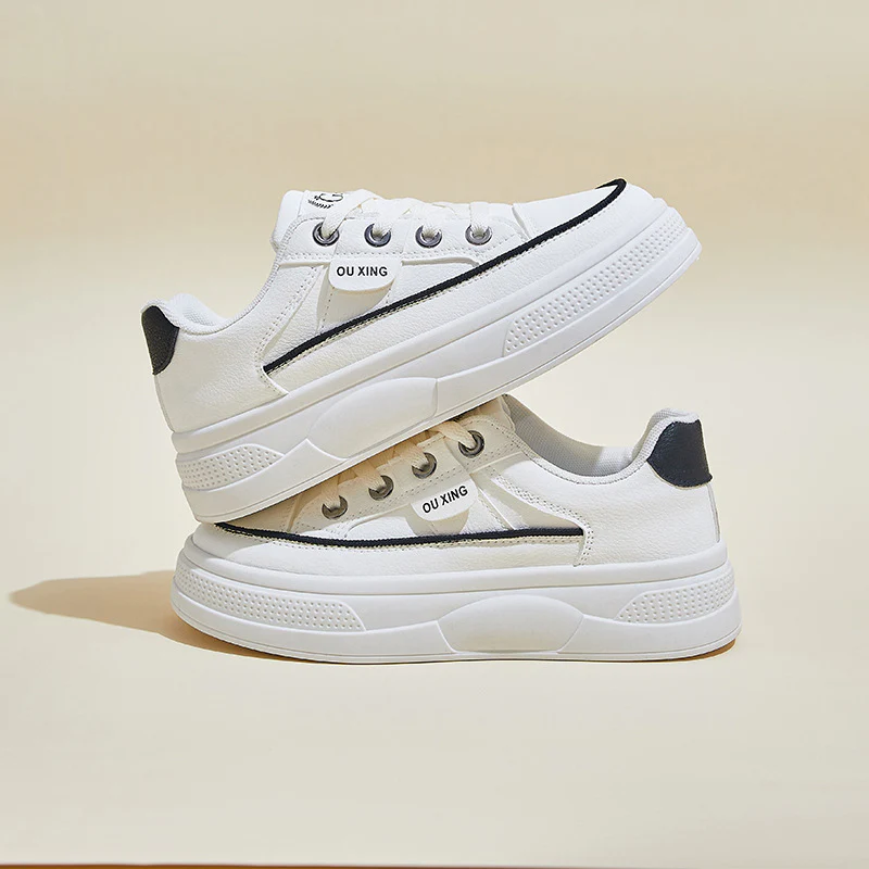 2025 spring little white shoes new Korean version ins female students platform heightening sports board shoes casual shoes HY306 - Deanwangkt