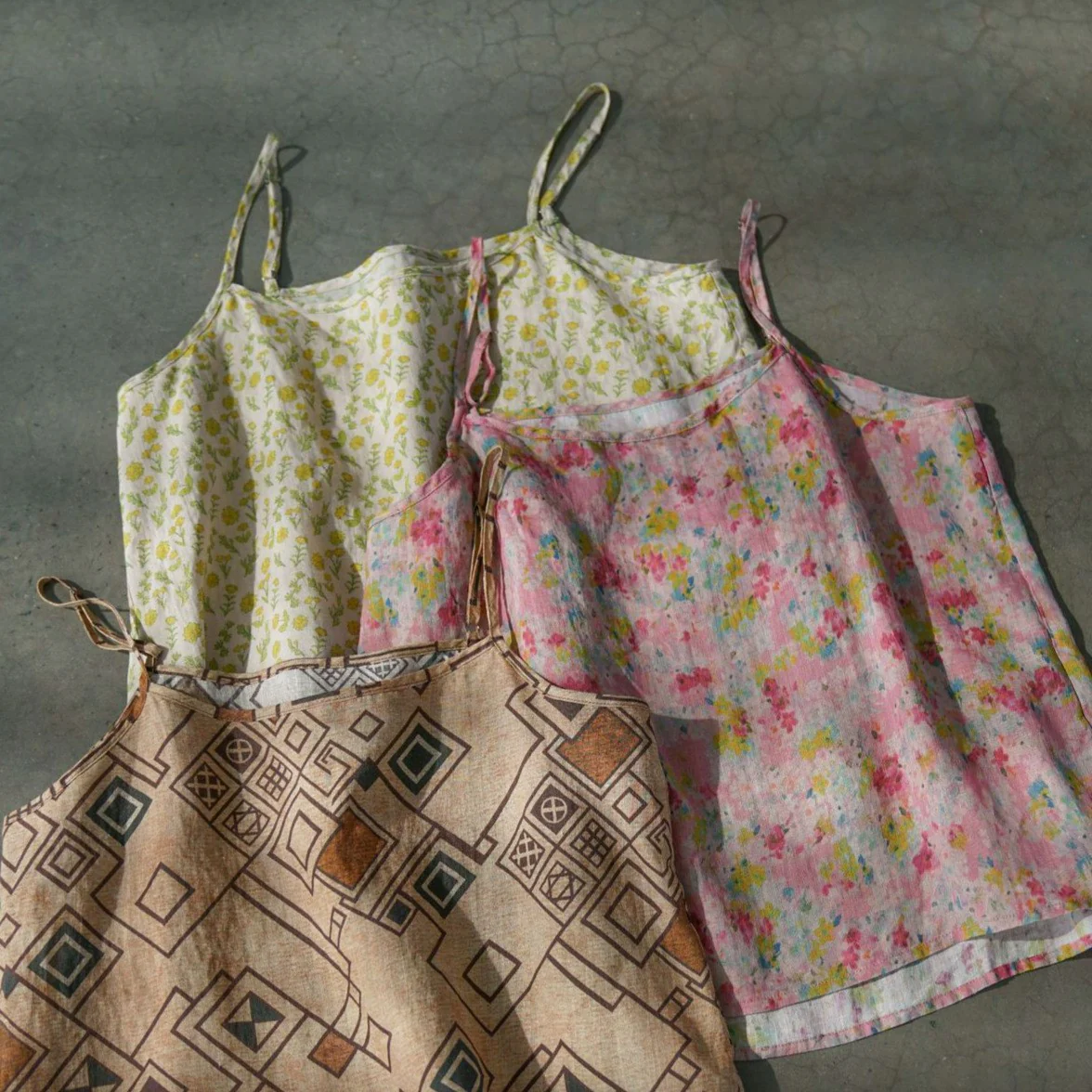 Original Chinese style zen printed ramie sling, literary backing versatile anti-penetration sling vest D25094 - Deanwangkt