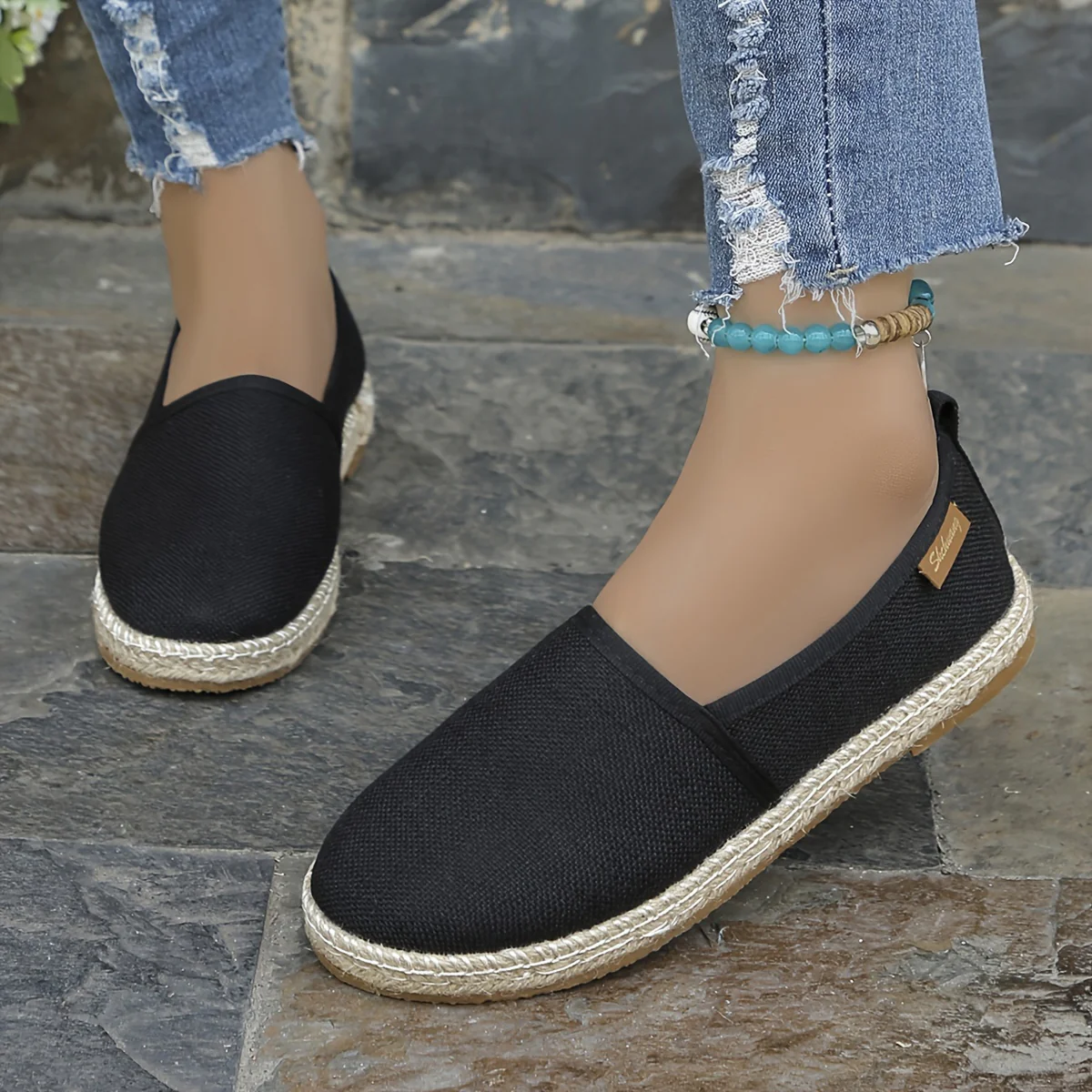 Womens Comfortable Canvas Slip-On Loafers - Lightweight, Breathable, and Flat Espadrille Shoes for Summer Walking - Fabric Inner, TPU Sole, and Plain Toe Design - Deanwangkt
