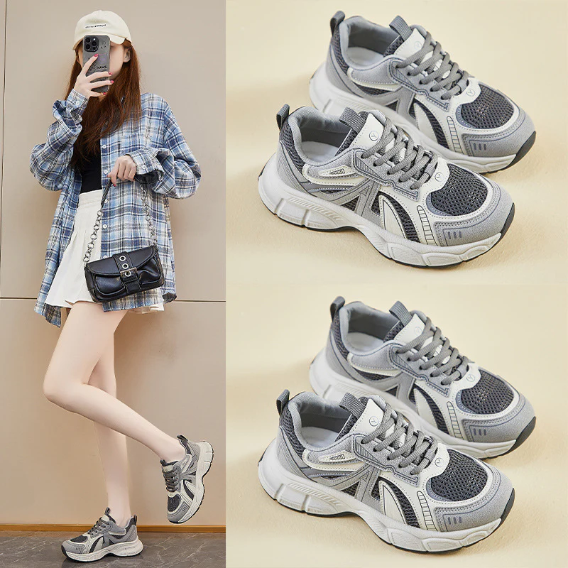 2025 ins Korean version of the new dad shoes girl  spring student sports running casual thick sole height increase street shot F2418 - Deanwangkt