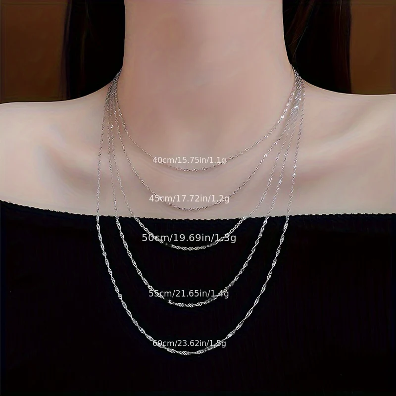 925 Sterling Silver Box Chain Necklace Elegant & Sexy Neck Chain Versatile Jewelry Gifts For Women - Deanwangkt