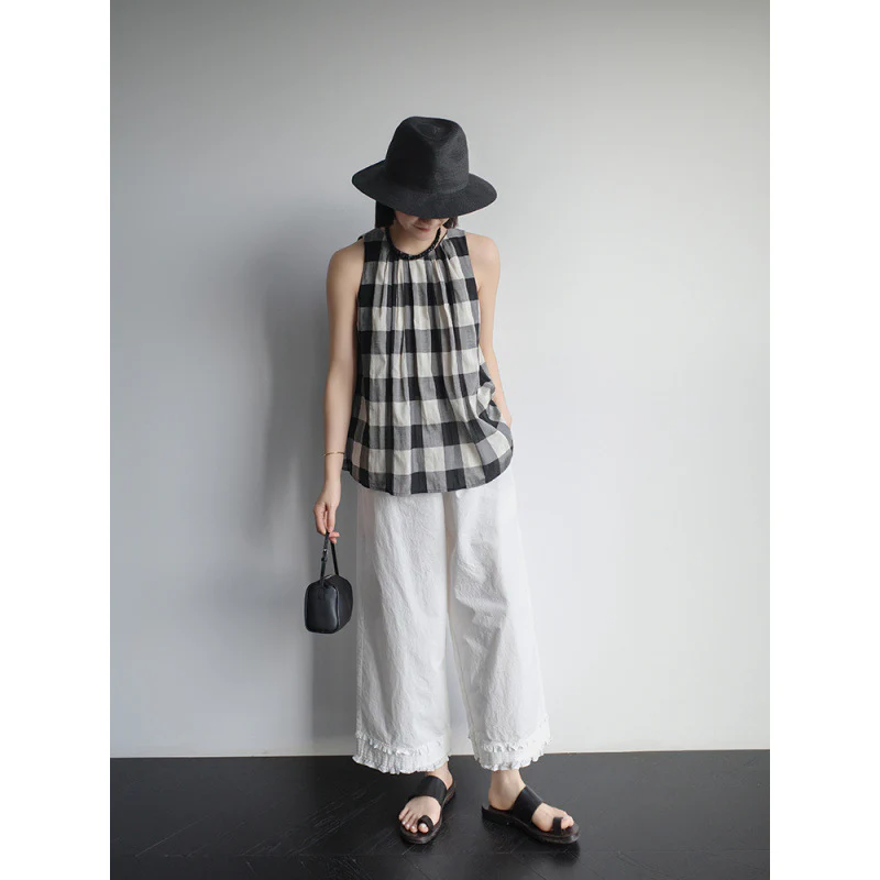 summer new Korean version fashion elastic waist loose and thin cute lace versatile casual nine-point pants women - Deanwangkt