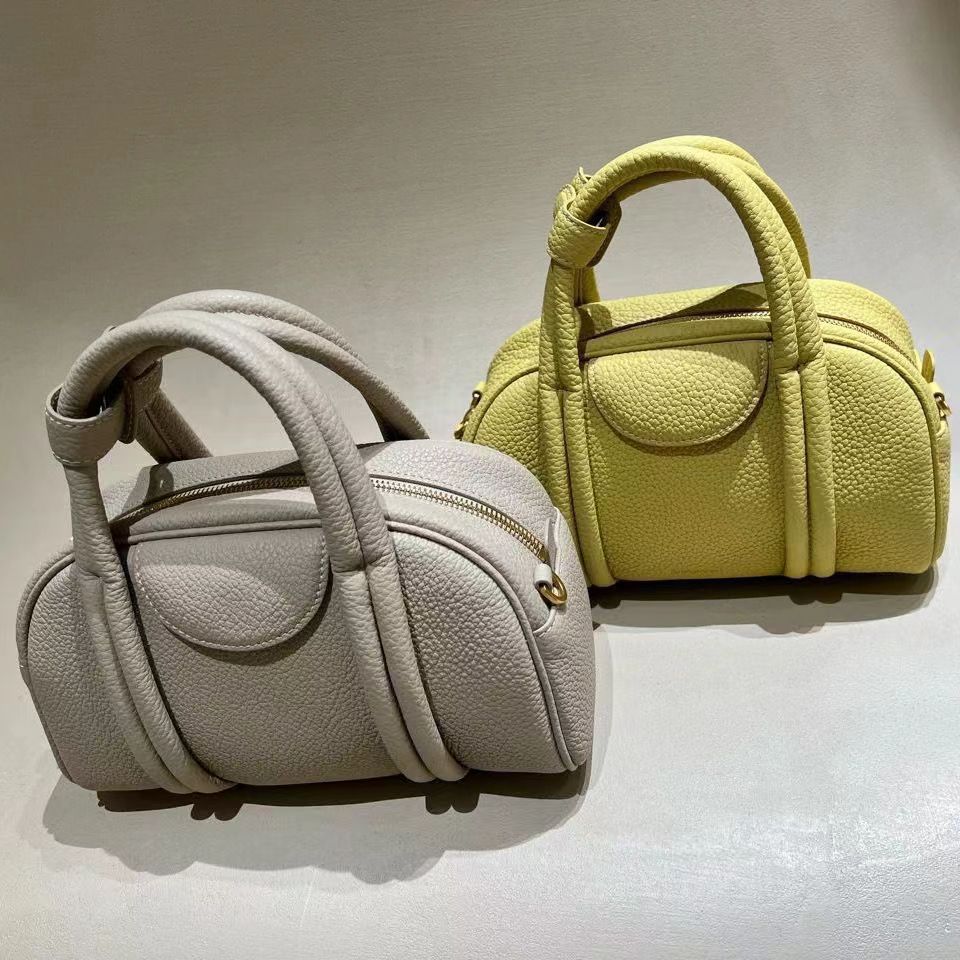 Song Songmont Mountain with Pine Bowling Medium and Small Size Series First Layer Cowhide Portable Crossbody Boston Bag - Deanwangkt