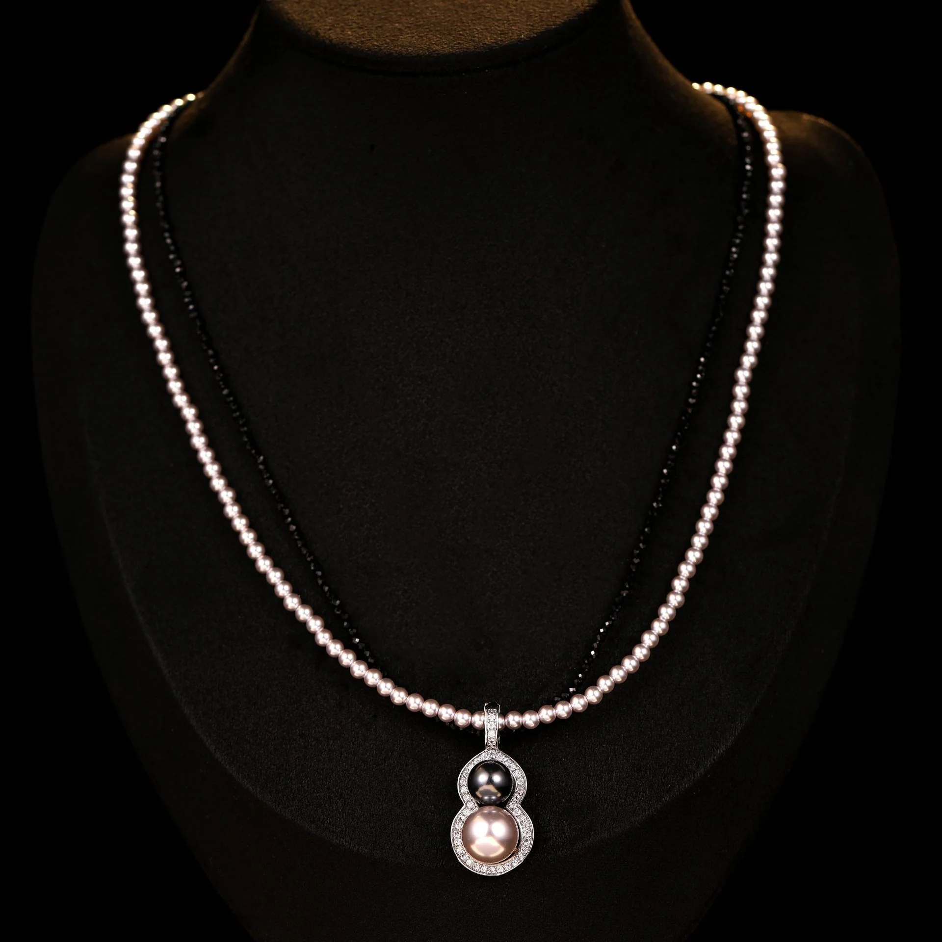 2025 Light Luxury Xiaomi Bead Gourd Zircon Pendant Double Layer Stacked Necklace Niche Premium Versatile Clavicle Chain Sweater Chain - Deanwangkt