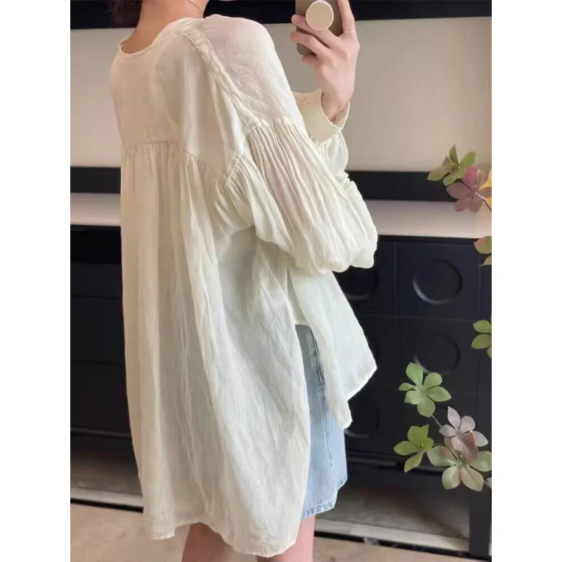 Sunscreen shirt women's irregular design top high-gloss loose super fairy chic shirt summer new - Deanwangkt