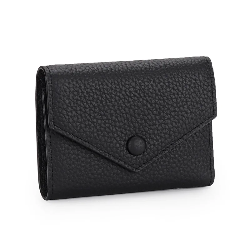 Genuine Leather Women's Foldable Cowhide Short Wallet Fashion Envelope Triple Fold Purse Wallet - Deanwangkt