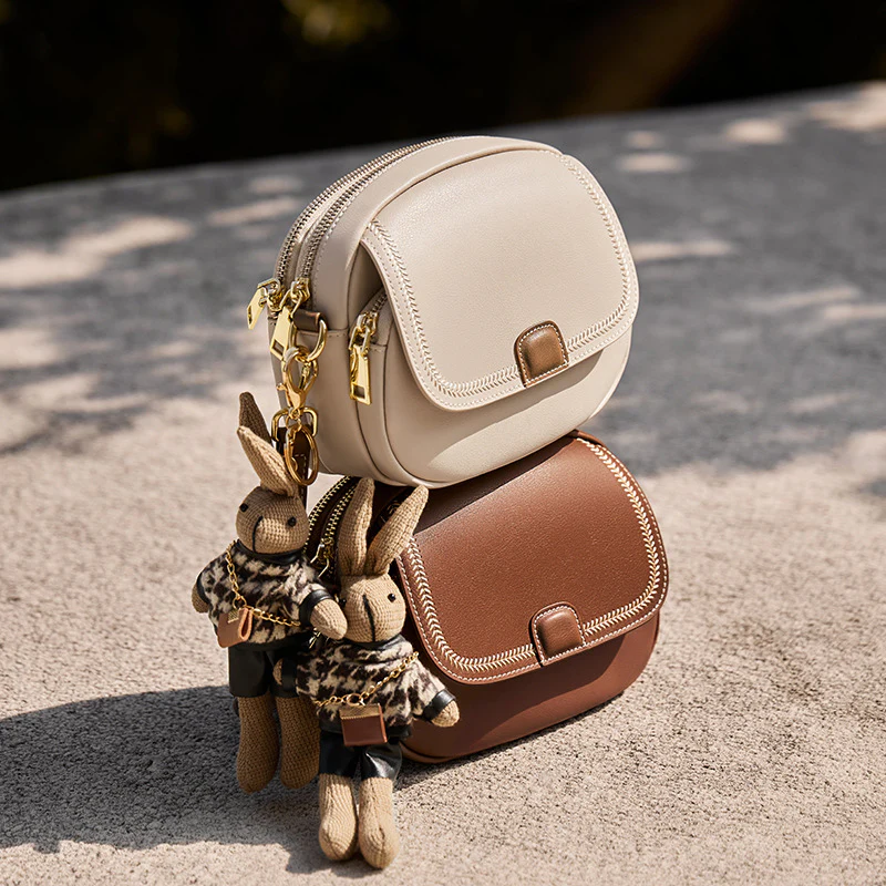 Bag  New Crossbody Bag Women's Bag Autumn and Winter High-Grade Shoulder Bag Women's Genuine Leather Small round Bag - Deanwangkt