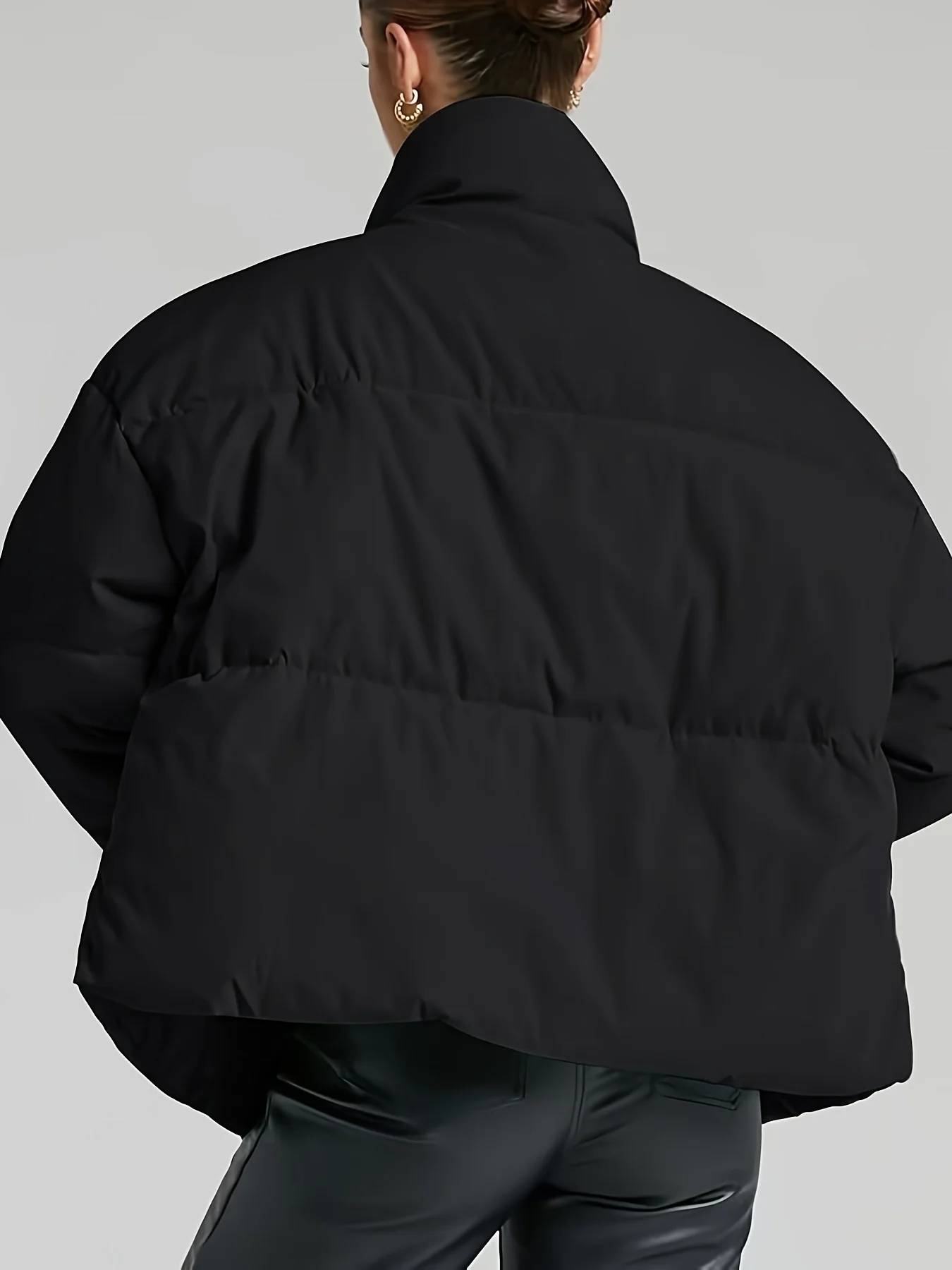 Women's Fashion Winter Warm Stand Collar Loose Zip Short Quilted Jacket - Deanwangkt