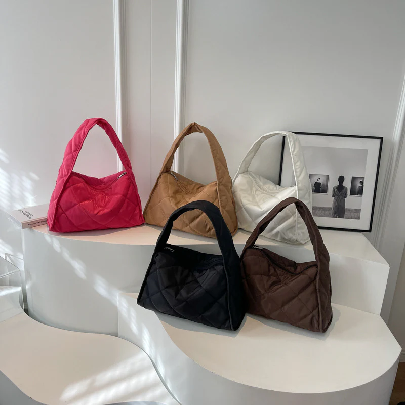 South Korea Dongdaemun Bag Women's  New Large Capacity Rhombus Nylon down Cotton-Padded Coat Bag Shoulder Pillow Bag Tide - Deanwangkt