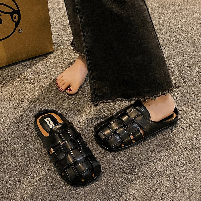 DEANWANGKT  Closed Toe Sandals for Women  Summer New Fairy Style with Skirt Flat Bottom Slip-on Beach Sandals Foreign Trade Shoes - Deanwangkt