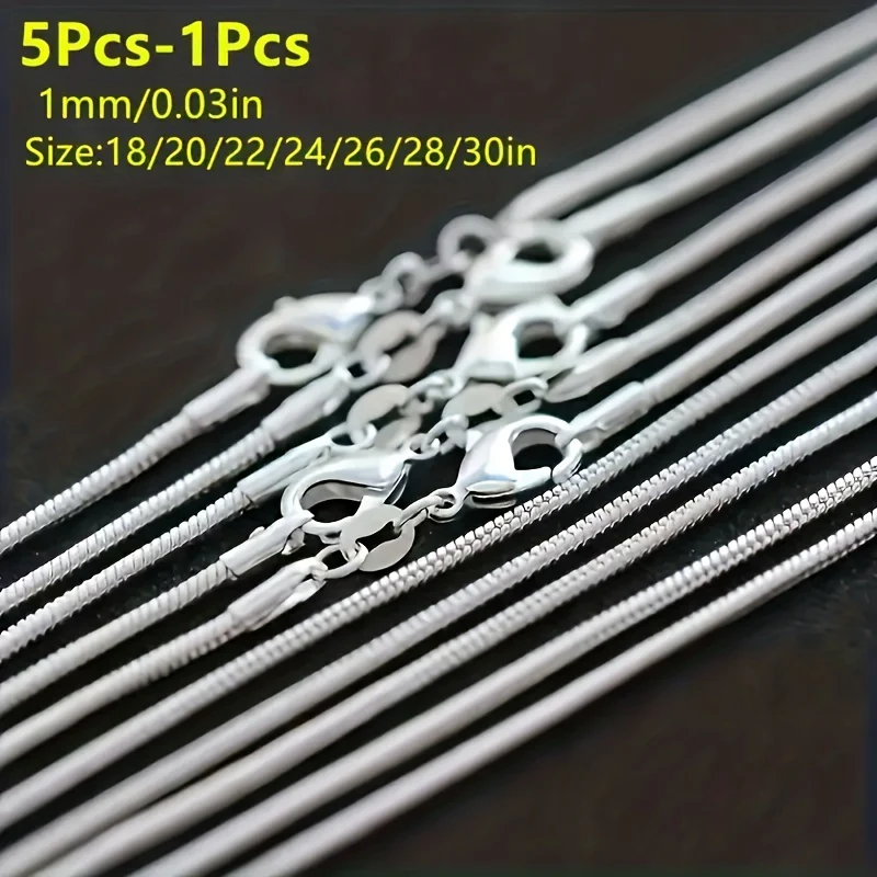 5pcs/1pc Snake Chain Necklace For Men Women Unisex Casual Snake Collarbone Chain Exquisite Jewelry (16/18/20/22/24/26/28/30 Inches) - Deanwangkt