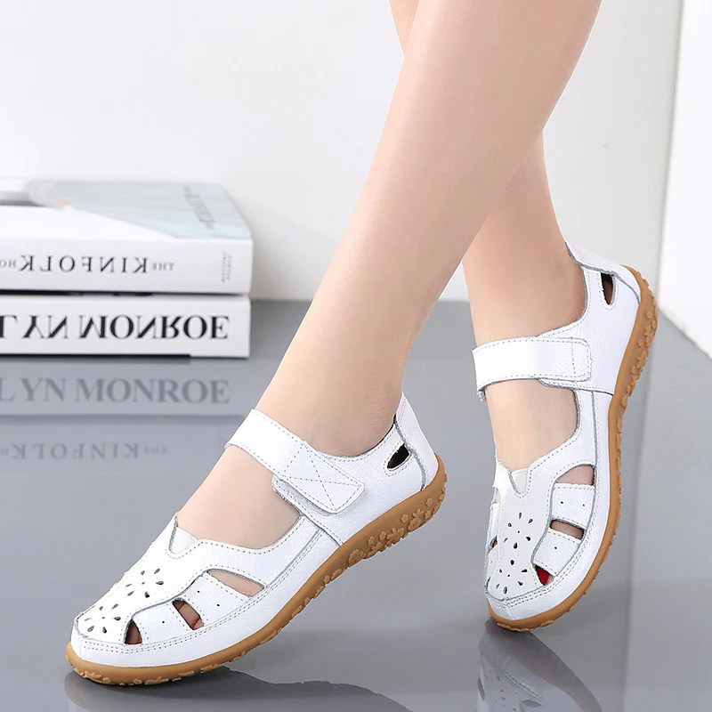 DEANWANGKT  Cross-Border plus Size Loafers Spring/Summer New Women's Sandals Hollowed Women's Shoes Hole Shoes Mom Shoes Women's Shoes - Deanwangkt