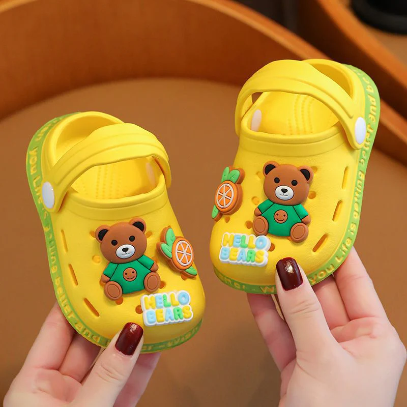 DEANWANGKT Eva Children's Closed Toe Hole Shoes Summer Girls Boys Baby Indoor Soft Bottom Non-Slip Kid's Cartoon Sandals - Deanwangkt
