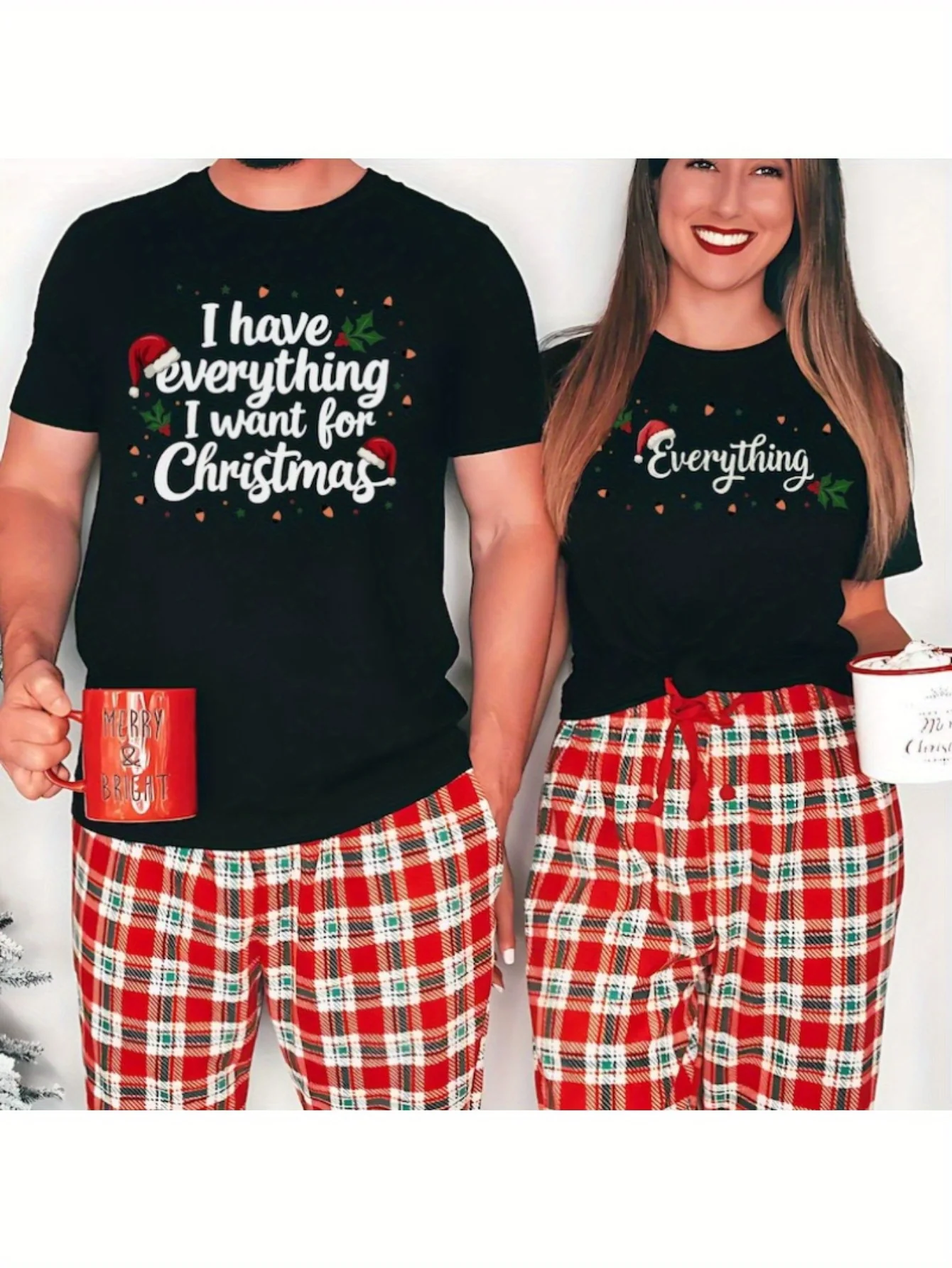 1pc I Have Everything I Want for Christmas Shirt, Funny Christmas Matching Shirts, Christmas Couple Shirt, Xmas Party Shirt, Matching Xmas Shirt 100% Cotton, Halloween Thanksgiving Christmas Gift for Men Women Family Friends - Deanwangkt
