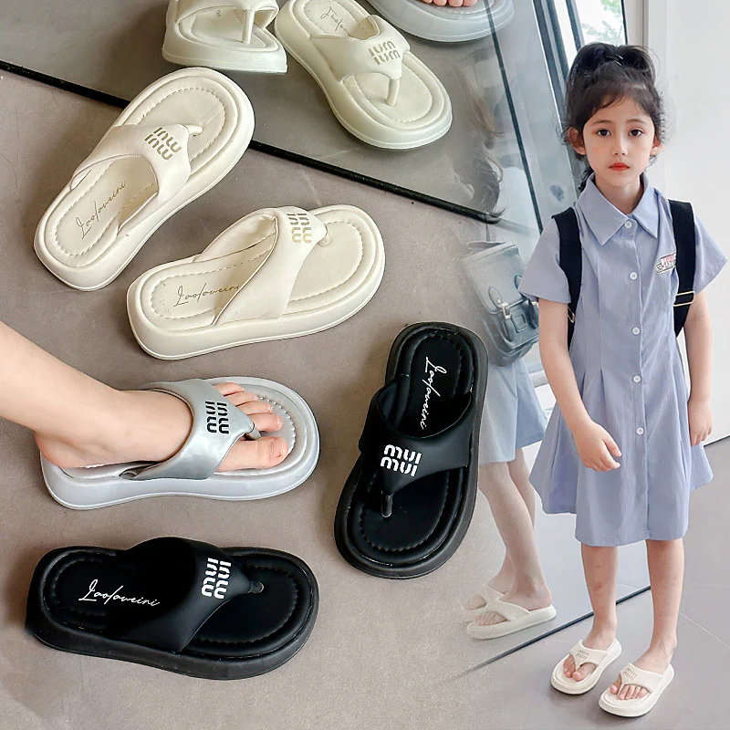 DEANWANGKT Girls' Slipper Indoor and Outdoor  Summer New Children's Korean Style Flip Flops Flip-Flops Flip-Flops Beach Shoes Fashion - Deanwangkt