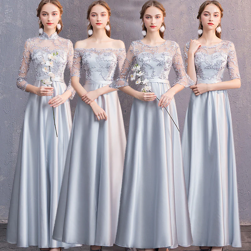 Bridesmaid Dress Long New Slimming Long Sleeve Chorus Banquet Graduation Sisters Group Slim Evening Dress Fairy Dress - Deanwangkt