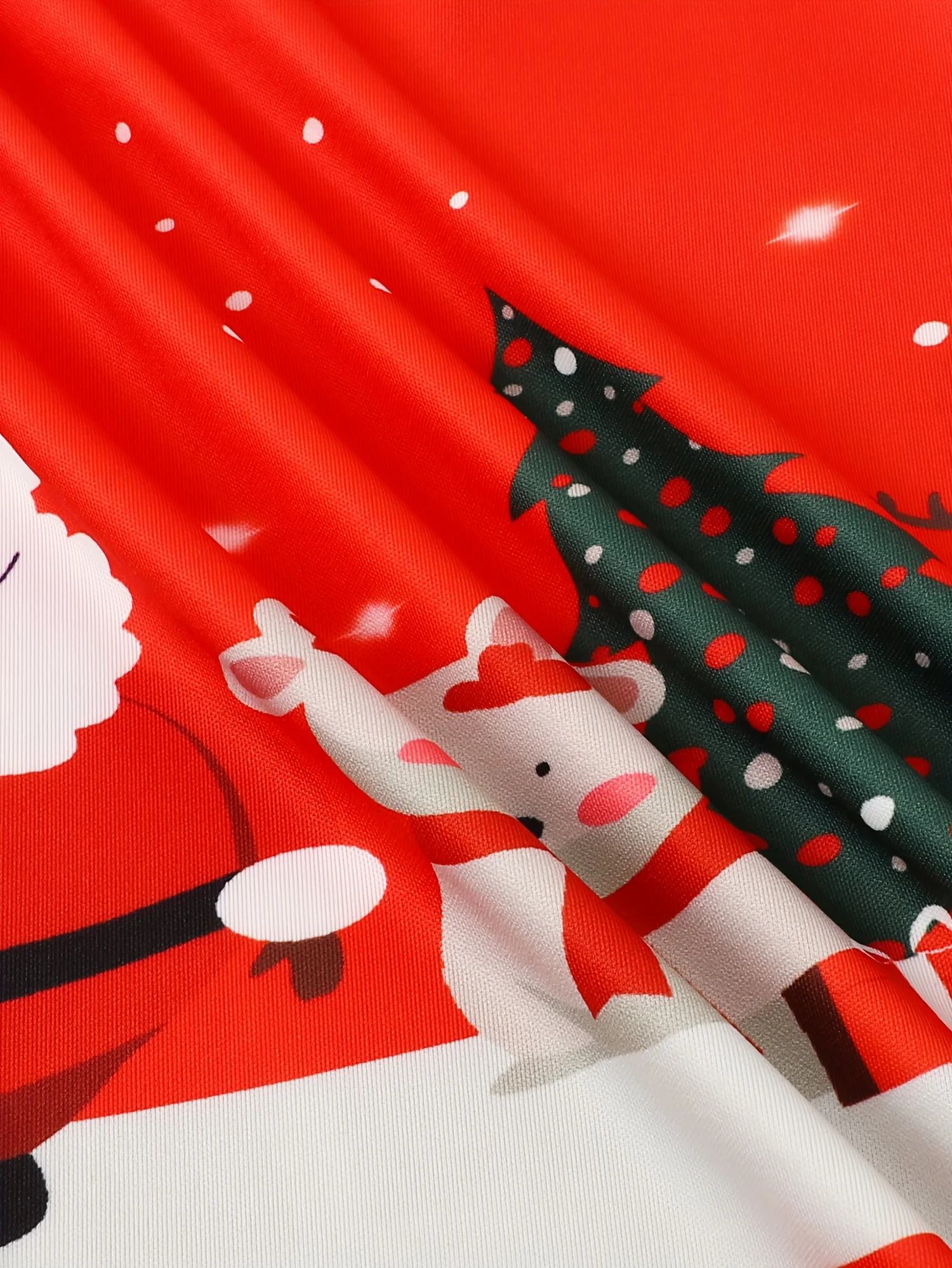 For Spring Fall Christmas Gift, Long Sleeve Girls Sweet Santa & Christmas Tree Graphic Dress - Deanwangkt