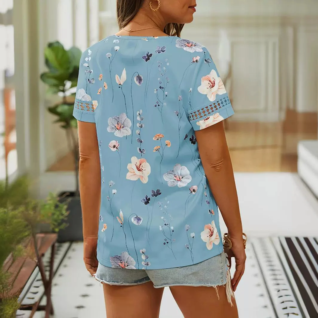 DEANWAQNGKT  Cross Border   Temu Best Selling Women's Clothes Digital Printed T-shirt Top - Deanwangkt