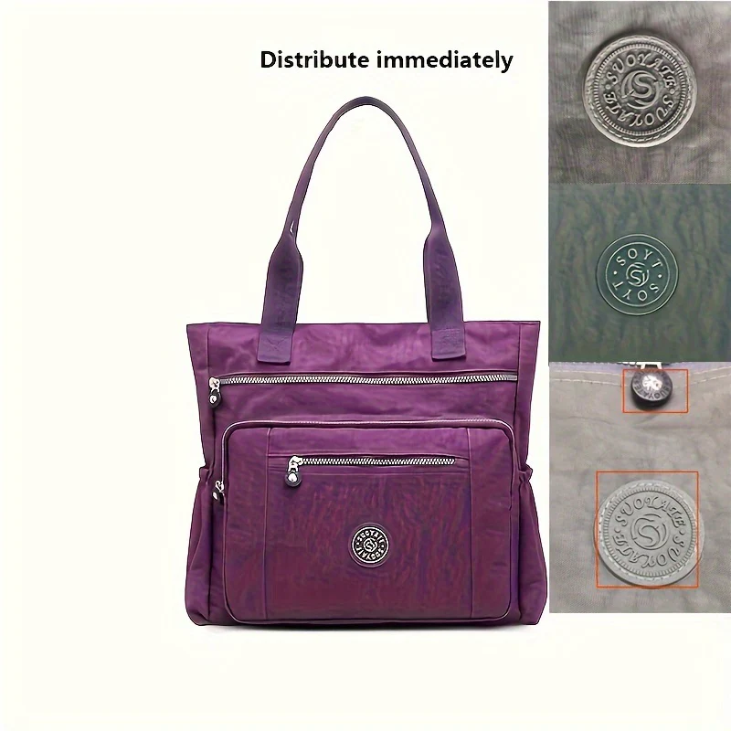 Spacious Nylon Tote Bag - Multi Pocket Design, Stylish Shoulder Bag for Women - Durable, Versatile Handbag & Purse Ideal for Work, Travel, and Everyday Convenience - Deanwangkt