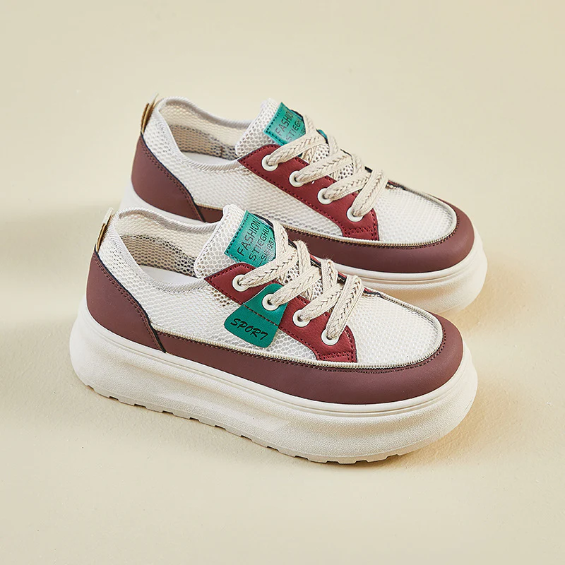 2025 summer little white shoes new Korean version ins female students thick sole heightening mesh breathable casual shoes KT275-1 - Deanwangkt