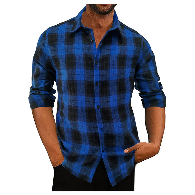 DEANWANGKT 2025 New men's loose flannel shirt men's autumn and winter  men's long-sleeved plaid casual shirt men's - Deanwangkt