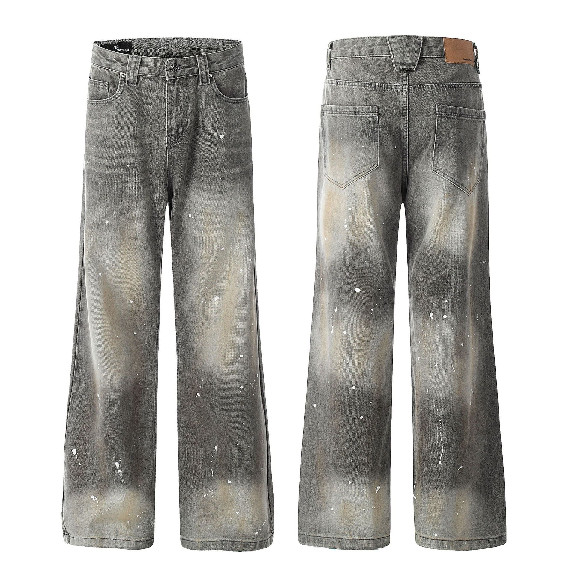 FX073 2025n retro 2025 men's and women's high-end handmade ink design men's loose horn jeans - Deanwangkt