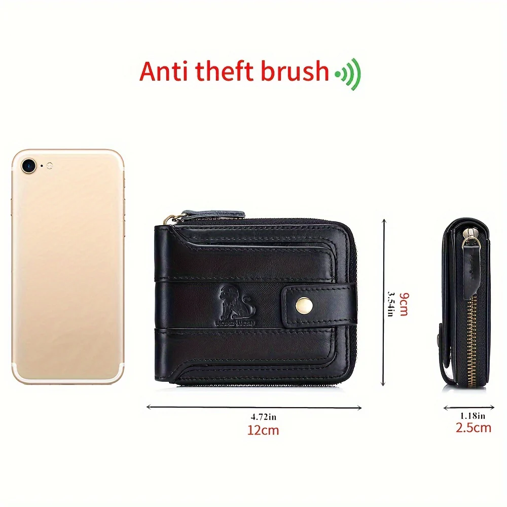 Large Capacity Mens Genuine Leather Wallet - Advanced RFID Blocking, Clear ID Window, Multiple Card Slots, Secure Zipper Coin Pocket - Perfect Gift Idea for Fathers Day or Any Special Occasion - Deanwangkt