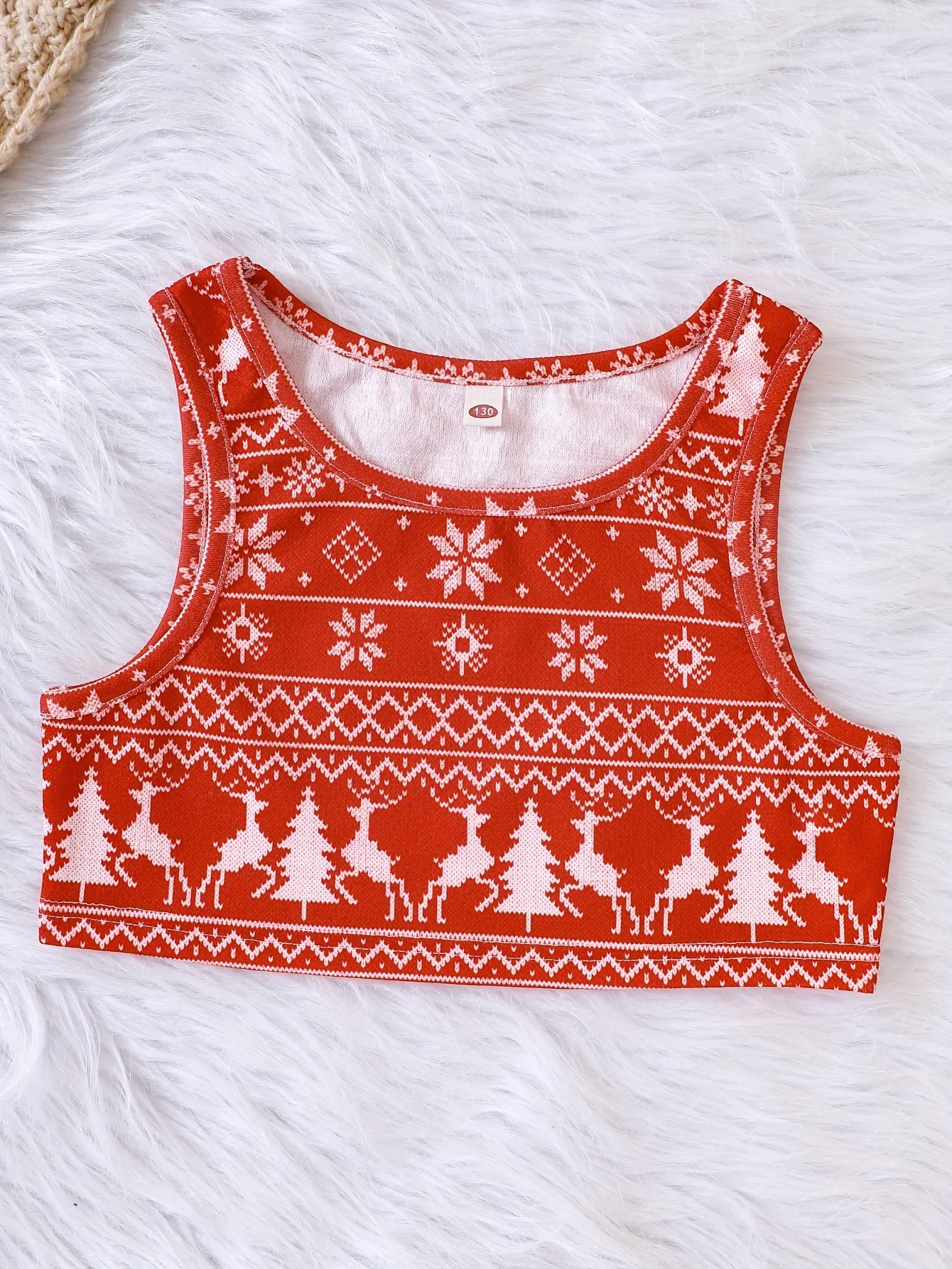 3pcs Set Plush Hooded Jacket + Tank Top + Pants Trendy & Warm Christmas Sets for Girls Kids Gift, Outdoor Casual Activities - Deanwangkt