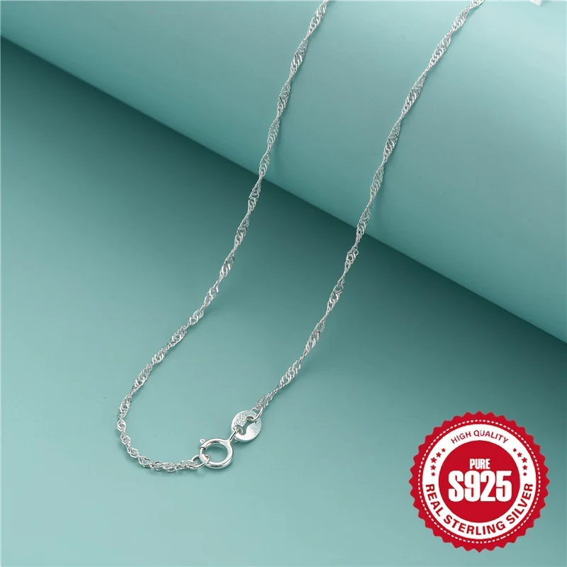 925 Sterling Silver Simple Chain Necklace Minimalist Style Hypoallergenic Chain Neck Jewelry - Deanwangkt
