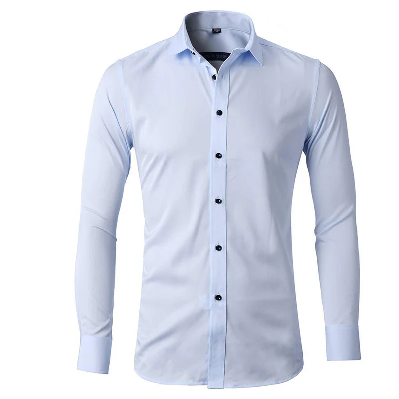 DEANWANGKT 2025 high-end men's shirts long sleeves  new Popular trade business formal men's elastic non-ironing shirts men's - Deanwangkt