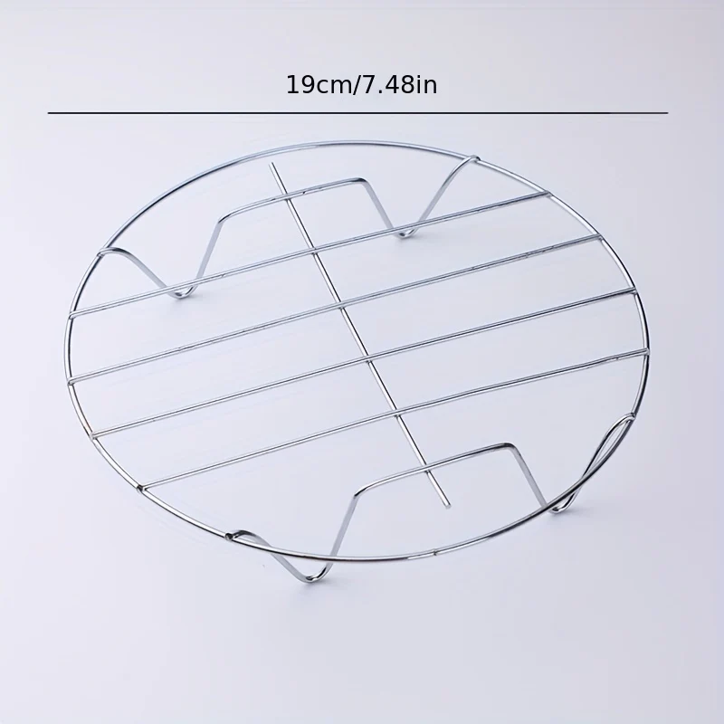 1pc Premium Round Stainless Steel Cooking Rack - Fish Poachers with High Foot Steaming, Four-Cornered, Kitchen Tools, and Supplies for Healthy Meal Preparation - Deanwangkt