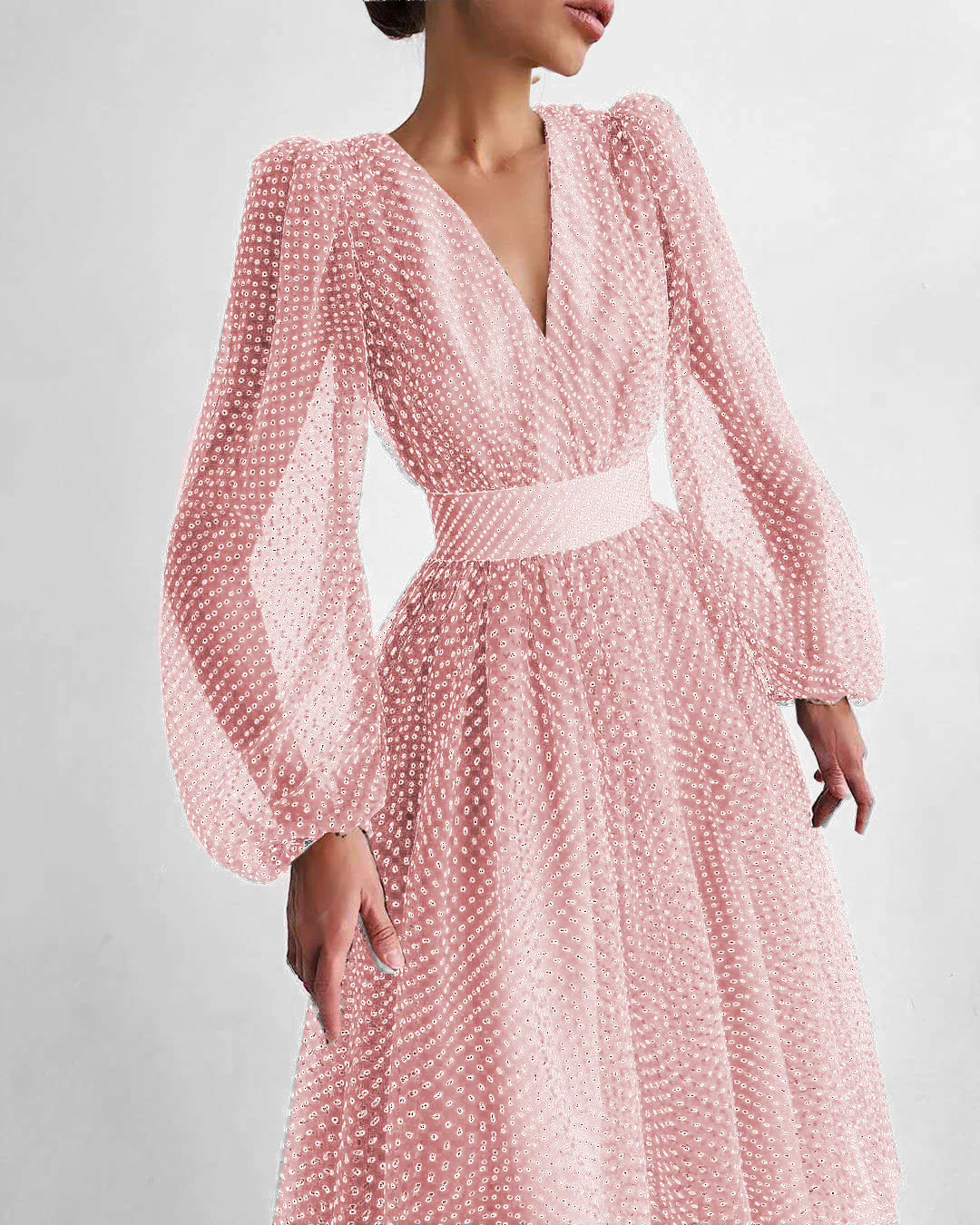 2021 spring and summer new 2025 Popular trade express,  temperament lady bubble sleeve polka dot pendulum dress - Deanwangkt