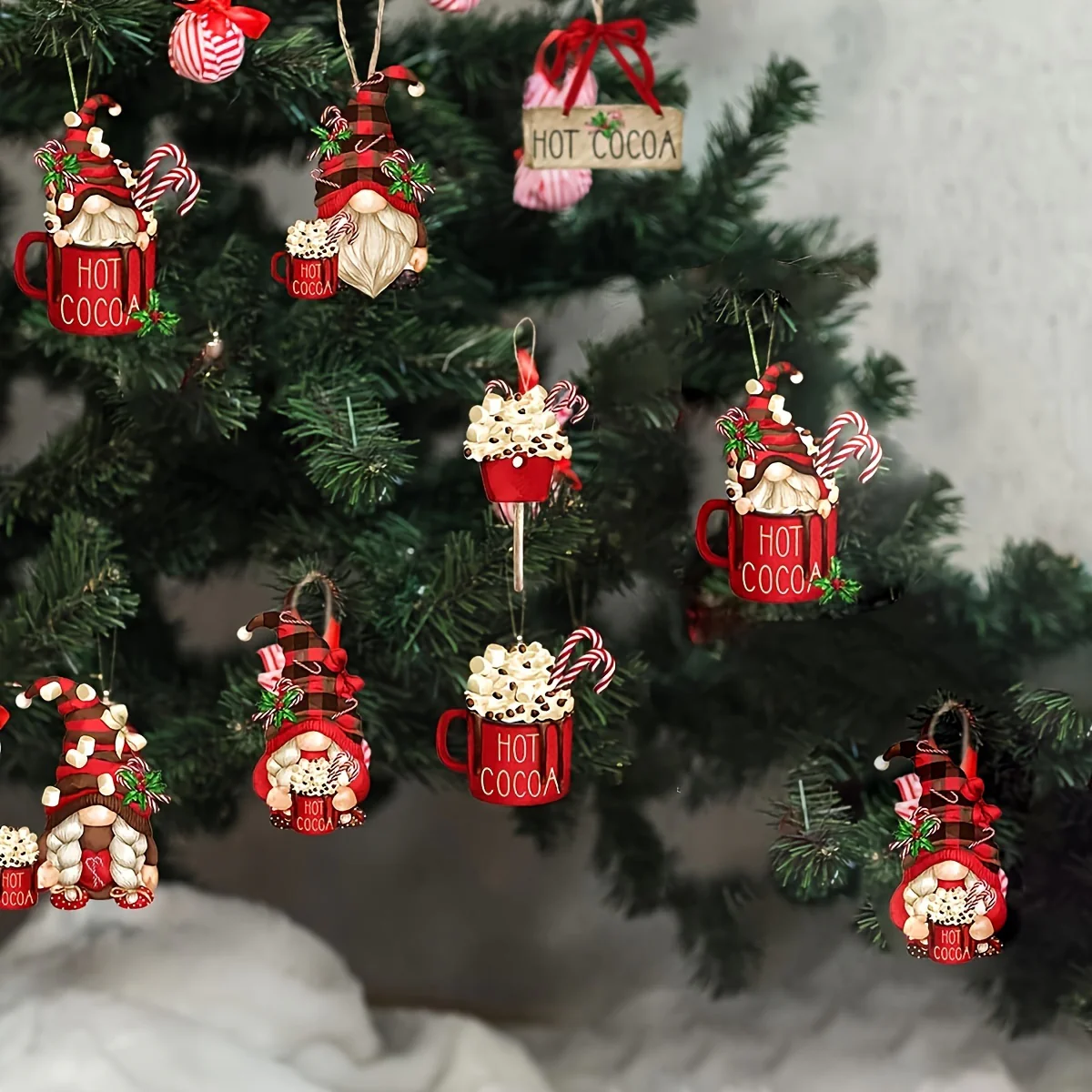 24pcs Gnome Christmas Tree Ornament Decor, Ice Cream Pendant, Christmas Decorations  for Home - Deanwangkt