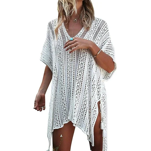 DEANWANGKT  Hot Selling Beach Cover-up Bikini Sun Protection Shirt Knitted European and American Loose Casual Hollow Shirt Women - Deanwangkt
