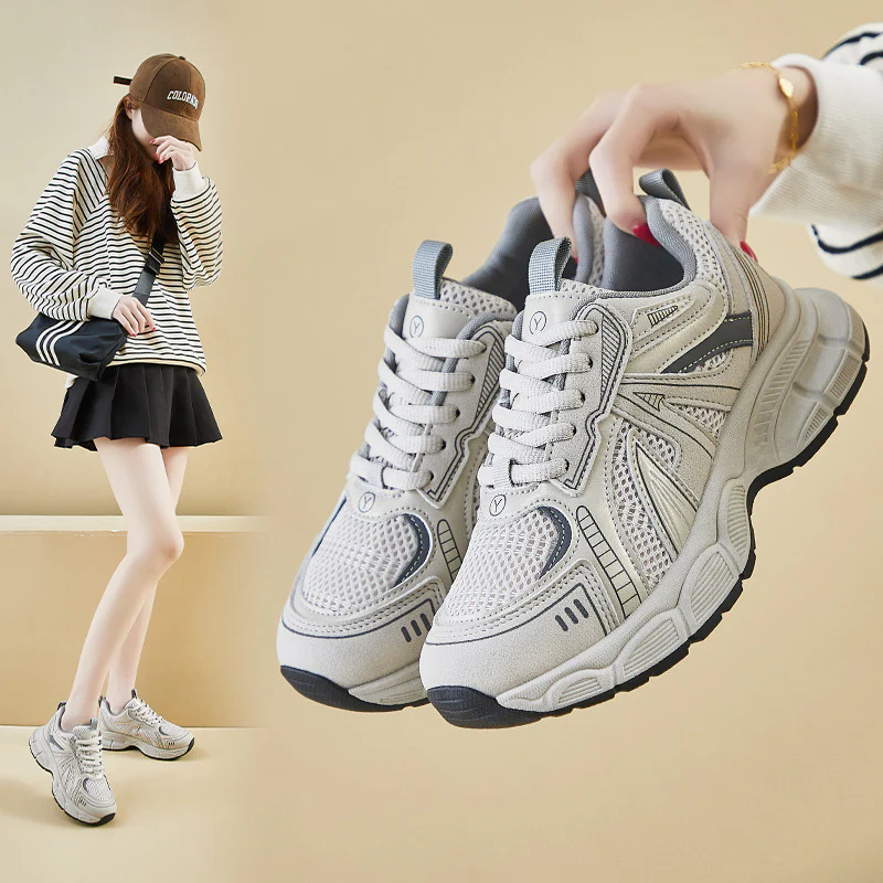 2025 ins Korean version of the new dad shoes girl  spring student sports running casual thick sole height increase street shot F2418 - Deanwangkt
