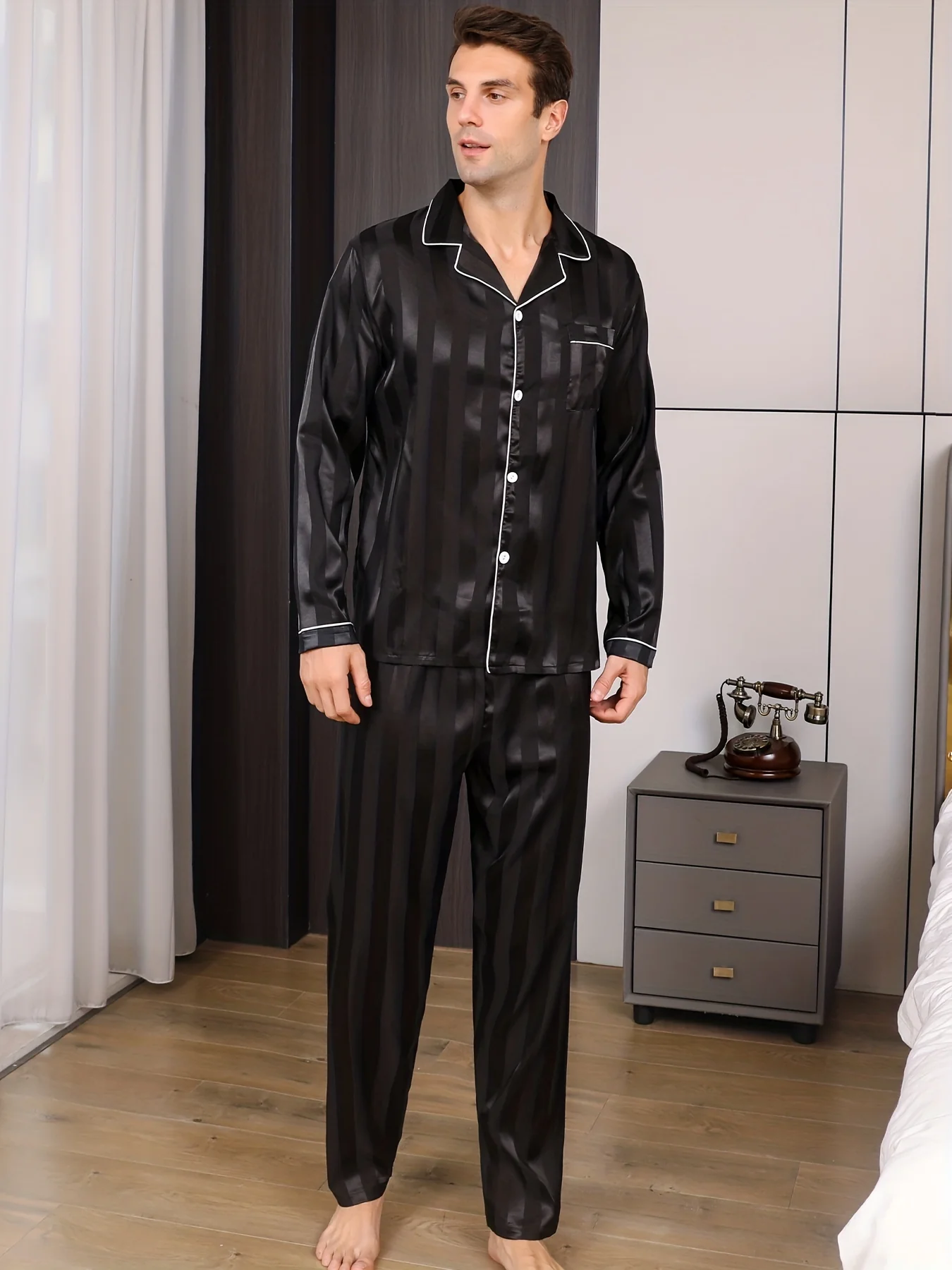 Men's Breathable Ice Silk Pajama Set – Comfy Stretch Leisurewear for Home & Outdoor, All-Season Elegance - Deanwangkt