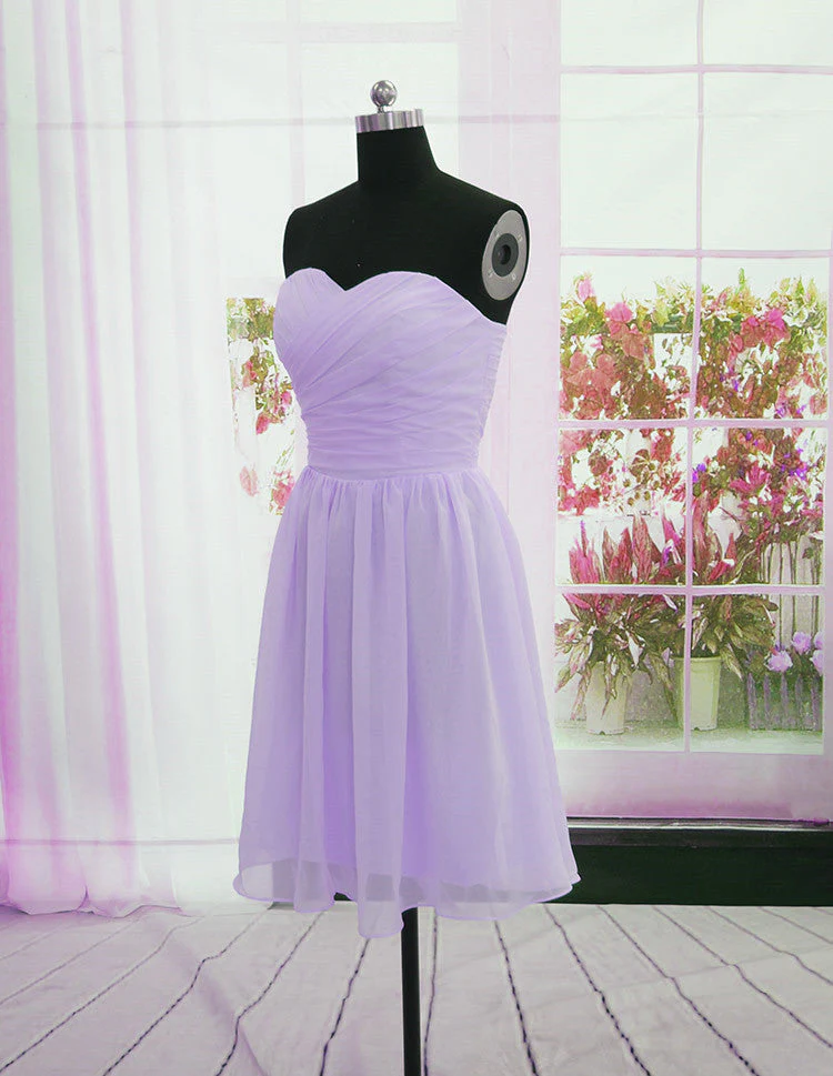Solvbao Beautiful Light Purple Chiffon Short Prom Dress, Bridesmaid Dress - Deanwangkt